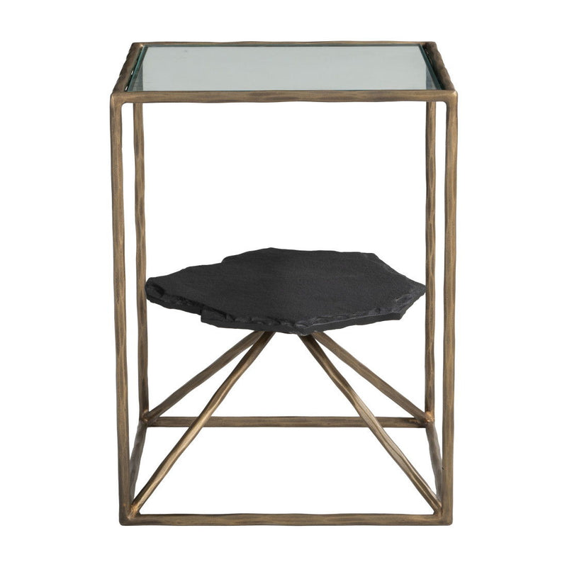 24" Iron Pedestal End Table - Brass