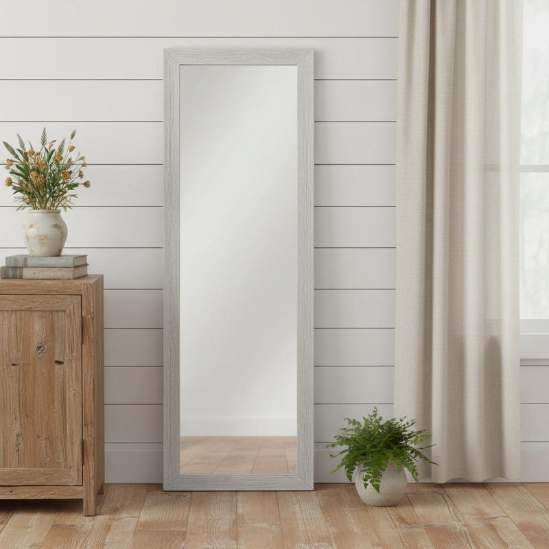 Brushed Wooden Mirror - White