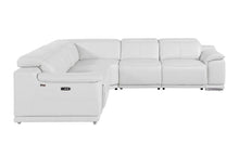 Load image into Gallery viewer, Italian Leather Power Reclining L-Shaped Five Piece Corner Sectional - White
