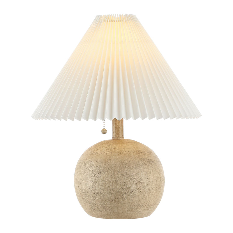 Ribbed Round Table Lamp With Empire Shade - Beige