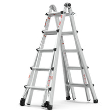 Load image into Gallery viewer, 22' Aluminum Multi-Position Ladder With Wheels, 300 Lbs Weight Rating - Metallic Gray
