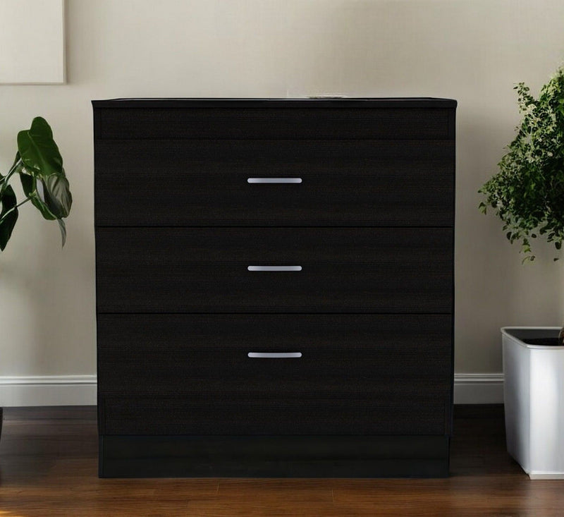 Three Drawer Dresser Wooden - Black