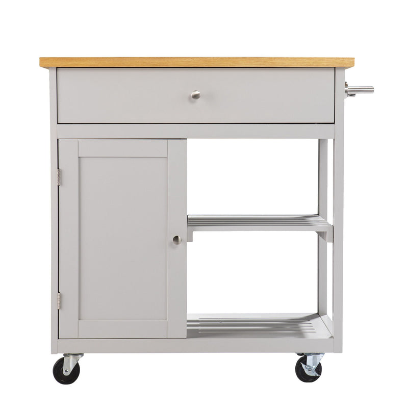 35" Rolling Kitchen Island With Storage - Gray