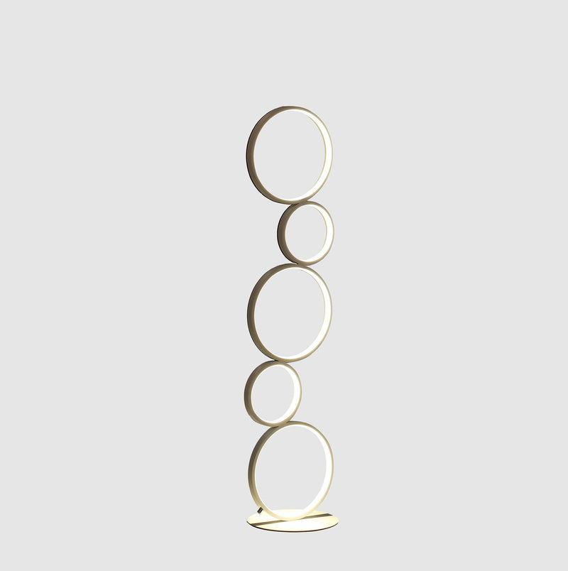 Metal Five Circle Geometric Sculpture LED Table Lamp - White