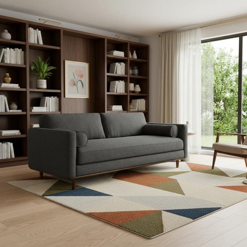 89" Sofa With Brown Legs - Gray