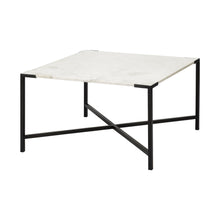 Load image into Gallery viewer, Solid And Manufactured Wood And Metal Square Coffee Table - White And Black
