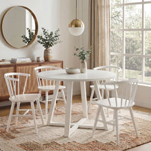 Load image into Gallery viewer, Edo - 5 Piece Dining Set, Trestle Dining Table With 4 Windsor Chairs - White
