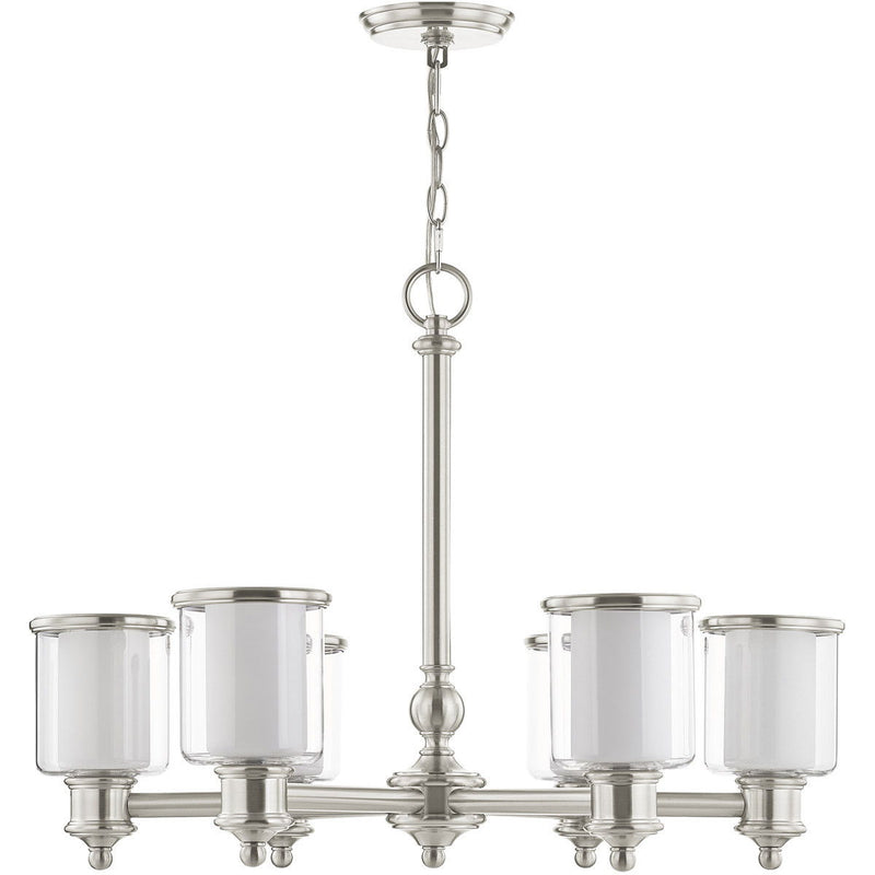 21'' Six Light Dimmable Chandelier With Shades - Nickel