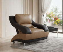 Load image into Gallery viewer, Two Tone Dazzling Leather Chair - Light Brown And Black

