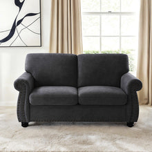 Load image into Gallery viewer, Soft Loveseat, Upholstered 2 Seater Couch, Loose Back Cushions And Turned Legs
