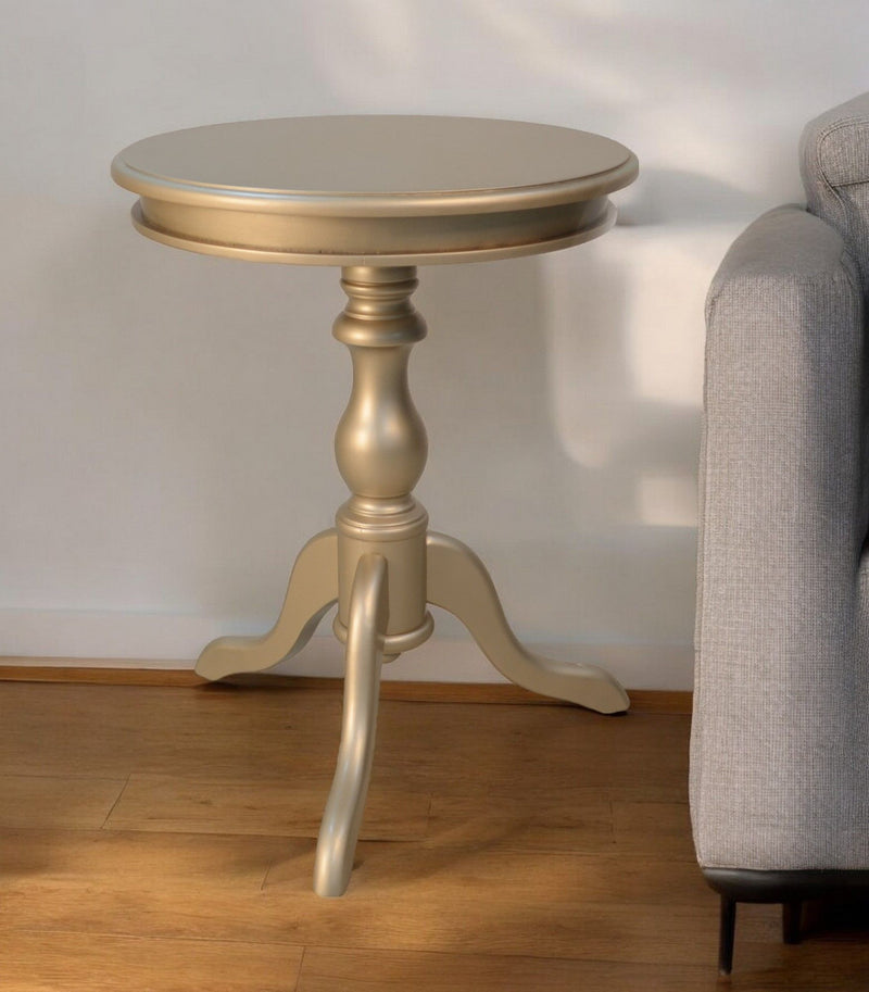 Wood Round End Table - Champagne