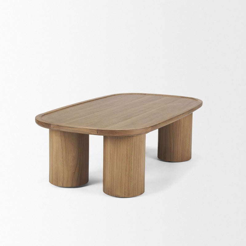 55" Solid Wood Oval Coffee Table - Natural