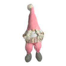 Load image into Gallery viewer, Fabric Christmas Standing Gnome Tabletop Sculpture (493007) - Pink / White
