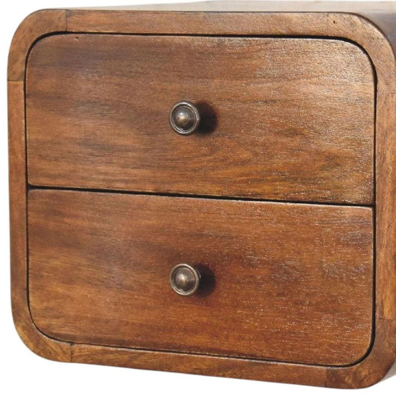 Wood Two Drawer Floating Nightstand - Chestnut