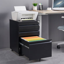 Load image into Gallery viewer, Contemporary 3 Drawer Mobile Filing Cabinet With Lock, Metal Office Storage For Legal / Letter Size
