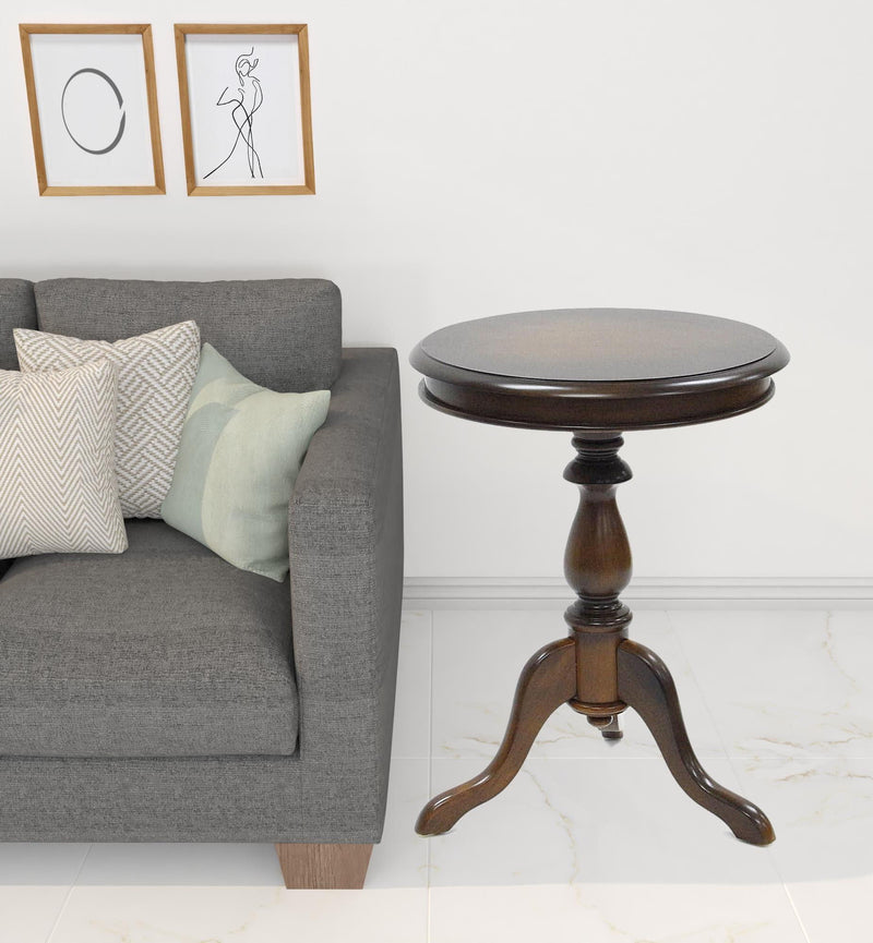 Manufactured Wood Round End Table - Dark Brown