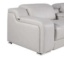 Load image into Gallery viewer, Italian Leather Power Reclining U-Shaped Eight Piece Corner Sectional With Console - Light Gray
