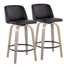 Load image into Gallery viewer, Toriano - Contemporary Fixed Height Counter Stool With Swivel &amp; Round Footrest (Set of 2)
