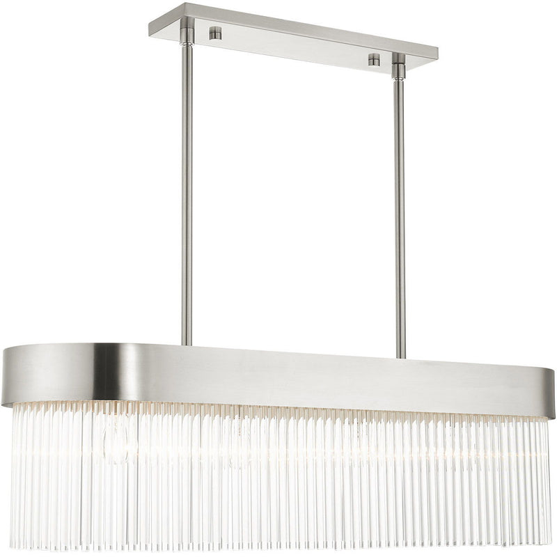 19'' Four-Light Dimmable Chandelier With Shades - Nickel