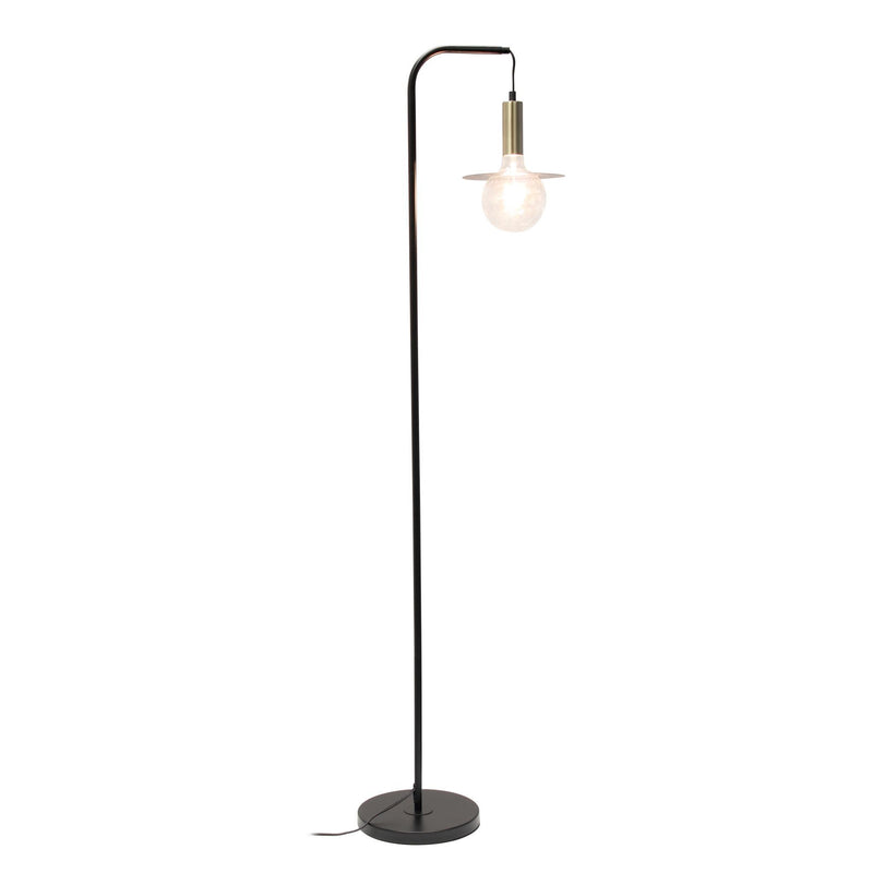 Metal Arched Floor Lamp With Black Linen Drum Shade - Black
