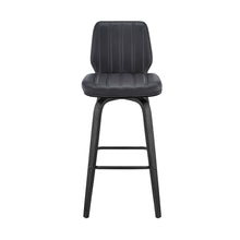 Load image into Gallery viewer, 31" Faux Leather And Iron Swivel Bar Height Bar Chair - Gray And Black
