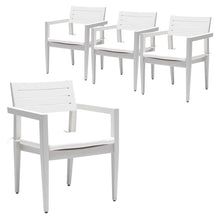 Load image into Gallery viewer, Outdoor Patio Stationary Dining Chairs With Outdoo Grade Sunbrella Fabric Cushions, Tapered Feet (Set of 4) - Grayish
