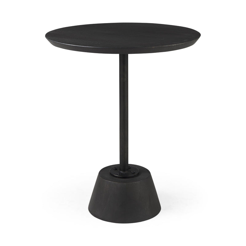 Solid And Manufactured Wood Round End Table - Black