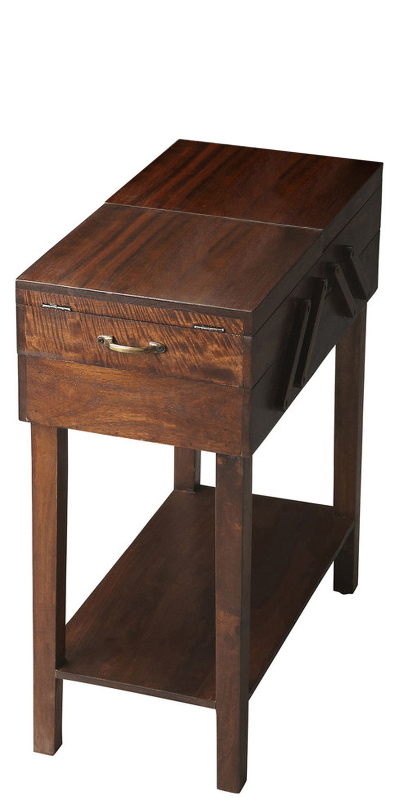 Solid Wood Rectangular End Table With Drawer And Shelf - Dark Brown