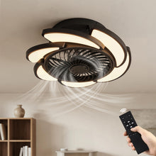 Load image into Gallery viewer, Bladeless Ceiling Fan With Remote Control, 6 Speeds Dimmable Light, Enclosed Low Profile For Living Room - Black
