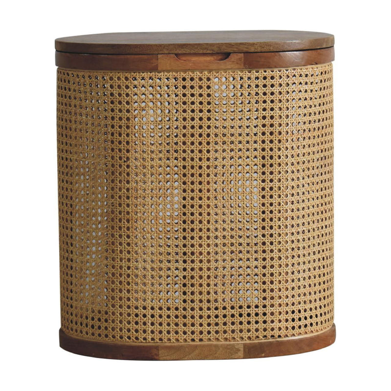 Solid Wood Round Storage Ottoman - Brown