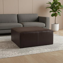 Load image into Gallery viewer, Plywood Genuine Leather Cocktail Ottoman - Brown
