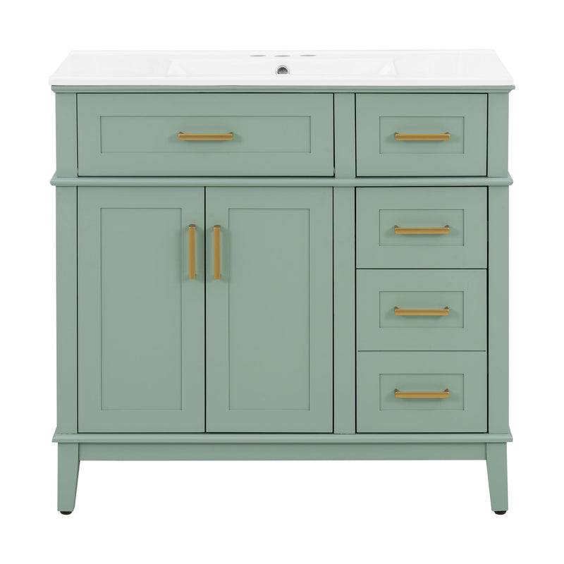 Bathroom Vanity With Sink, Soft Close Doors, 4 Storage Drawers