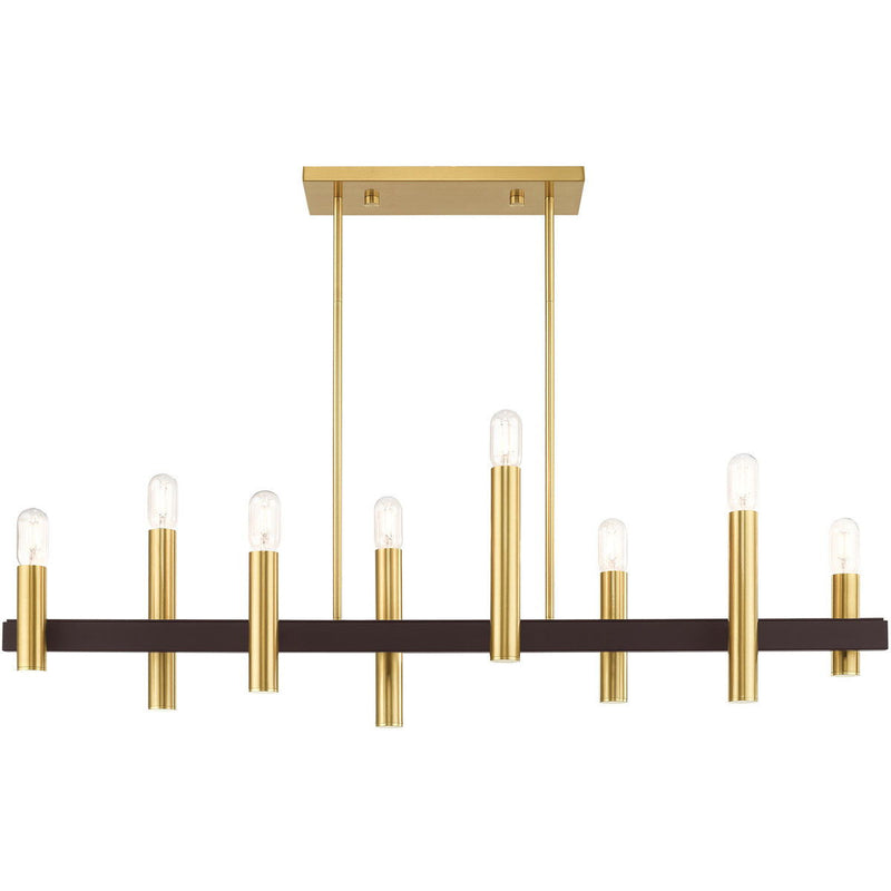 Eight Light Dimmable Chandelier With Shades - Bronze