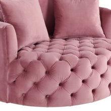 Load image into Gallery viewer, Velvet Tufted Swivel Barrel Chair And Toss Pillows - Pink

