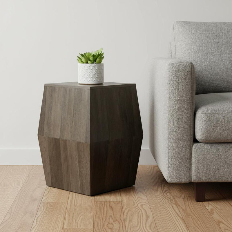 Solid Wood End Table - Gray