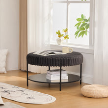 Load image into Gallery viewer, Modern Upholstered Round Ottoman Coffee Table With Storage Shelf
