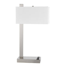 Load image into Gallery viewer, Metal Desk USB Table Lamp With White Shade - Nickel
