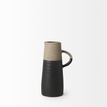 Load image into Gallery viewer, Block Cylinder Jug Vase - Black / Natural
