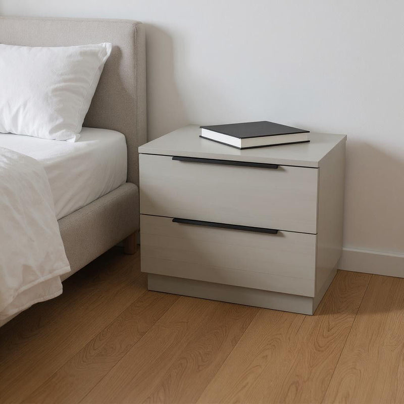 Wood Two Drawer Nightstand (719560) - Light Gray