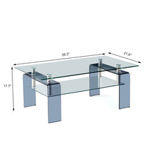 Load image into Gallery viewer, Modern Tempered Glass Coffee Table With 2 Tier Storage For Living Room
