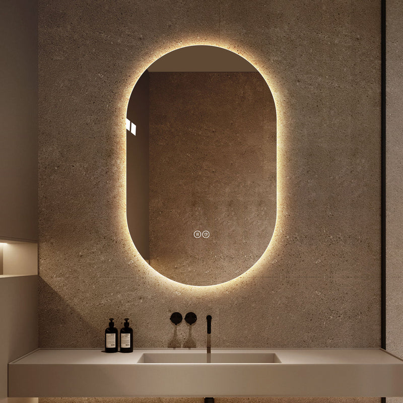 30" Arch Lighted Frameless Bathroom Vanity Mirror - Silver