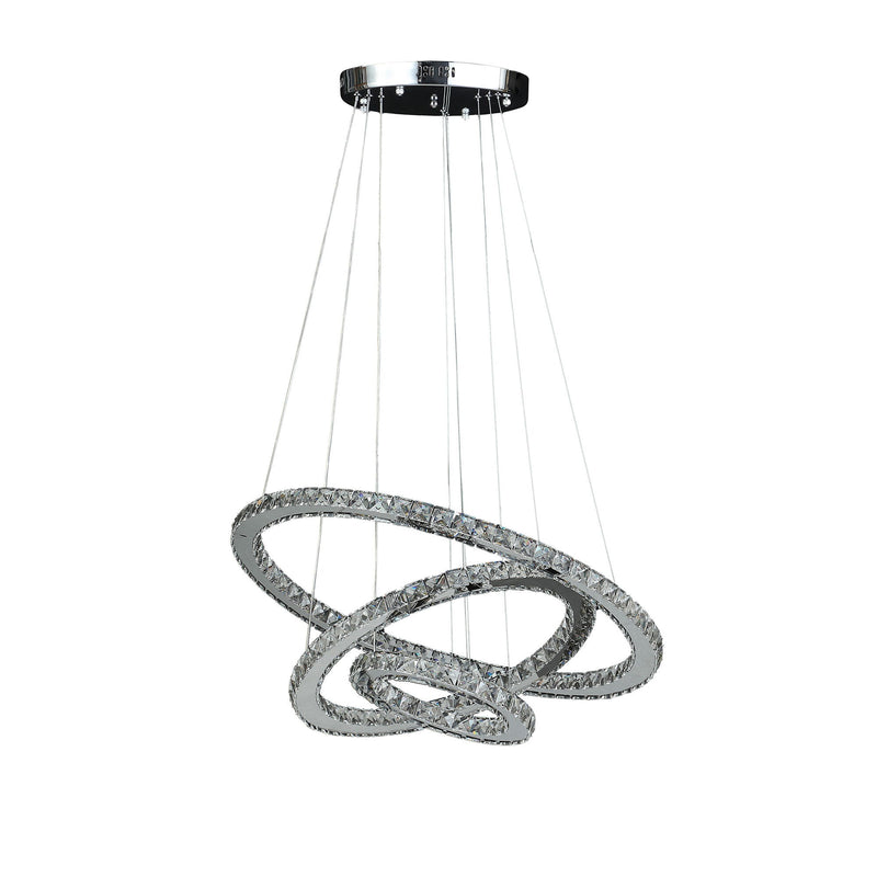Metal And Crystals LED Dimmable Chandelier - Silver