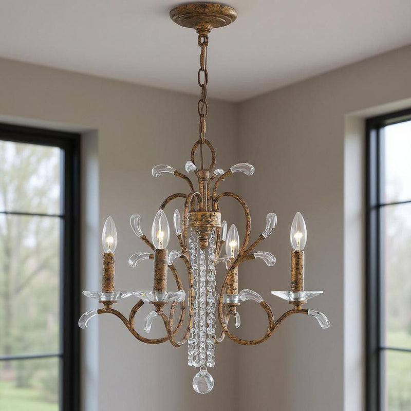 19" Four Light Dimmable Chandelier With Shades - Bronze
