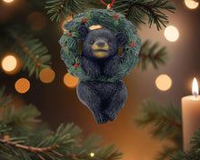Load image into Gallery viewer, Bear Christmas Figurine - Black / Green / Red
