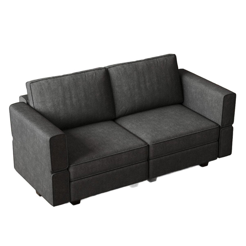 And Black Chenille Modular Loveseat With Storage - Dark Gray