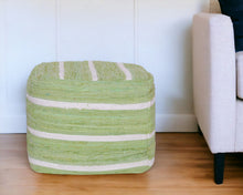 Load image into Gallery viewer, Cotton Cube Striped Pouf Ottoman - Green
