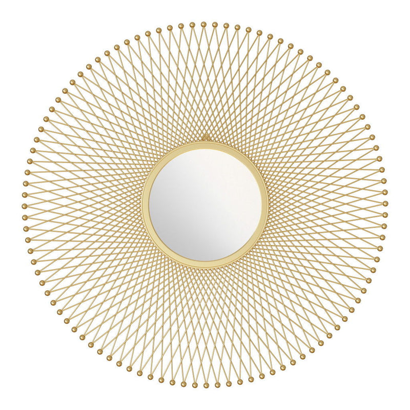 35" Round Iron Framed Accent Mirror - Gold