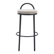 Load image into Gallery viewer, 30" Chenille And Steel Low Back Bar Height Bar Chairs (Set of 2) - Beige / Black
