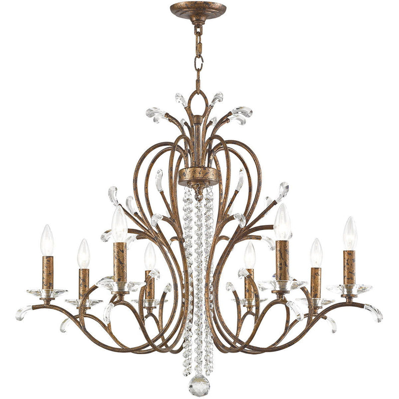 28'' Eight Light Dimmable Chandelier With Shades - Bronze