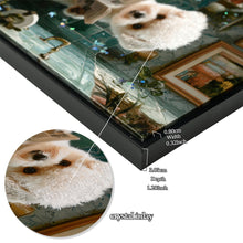 Load image into Gallery viewer, Framed Bathroom Decor, Cute Puppy Wall Art In Picture Frame, 3D Canvas Print - Indigo / White
